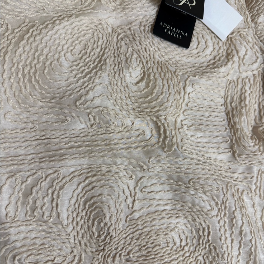 Adrianna Papell Cream Textured Short Sleeve Crop Top - Picture 4 of 5